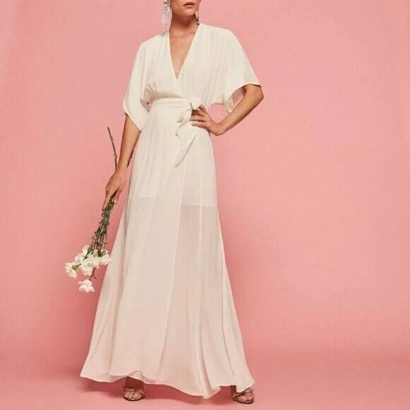 Reformation Winslow Wrap Dress, Adjustable, White/Ivory, Size Small NWT - Picture 7 of 11
